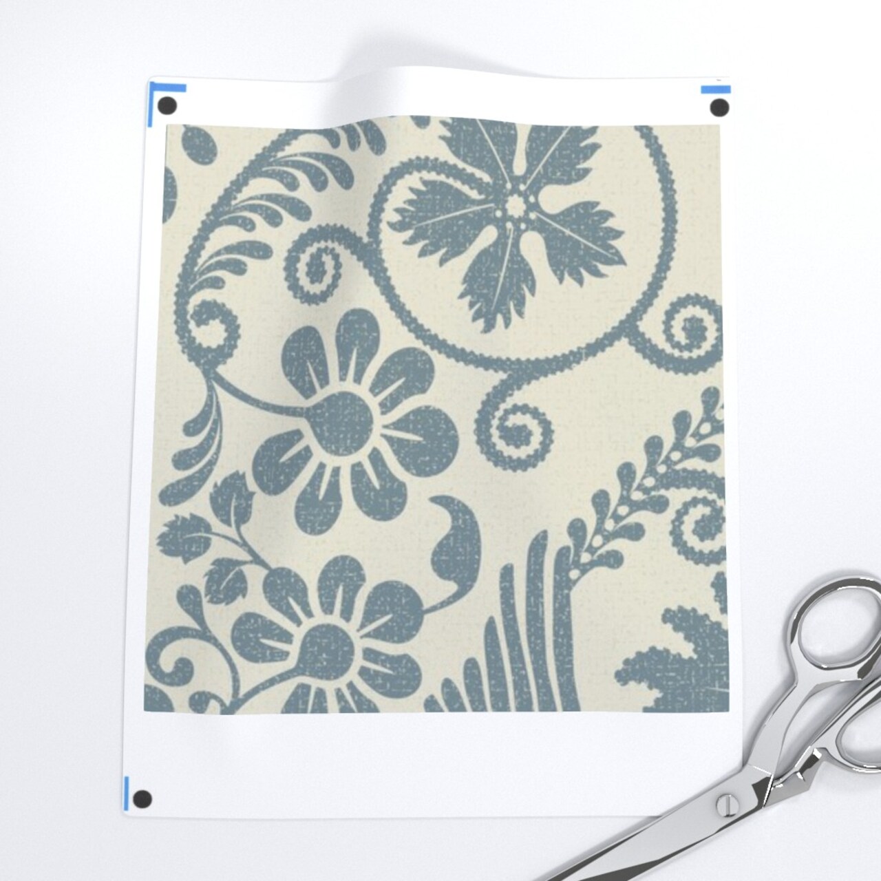 Bird Blue Flowers Botanical Floral Damask Italian Villa Large Scale Custom Pre-pasted Wallpaper by Spoonflower Pre-Pasted Wallpaper 2FT Wide